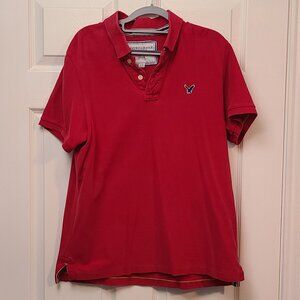 AMERICAN EAGLE OUTFITTERS POLO RED VINTAGE FIT MESH WEAVE